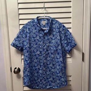 men’s slim-fit blue floral J.CREW short-sleeve button-down [L]
